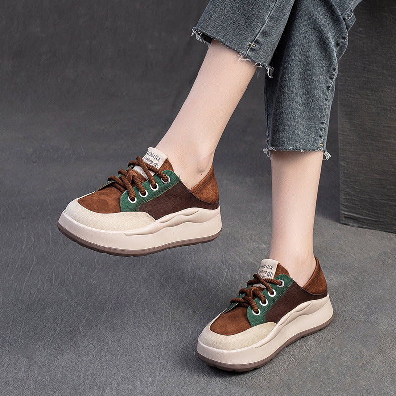Women's Fashion Trendy Color Block Thick Soled Sneakers