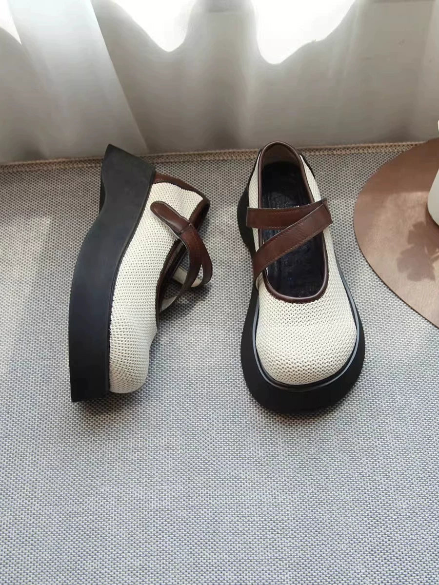 Summer Vintage Mesh Elegant Hollow Platform One Straped Shoes