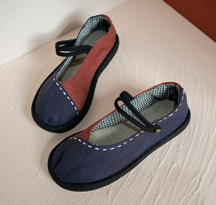Comfortable Contrast Color Flat Cloth Casual Shoes for Women