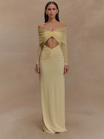 Off Shoulder Cut Out Maxi Dress