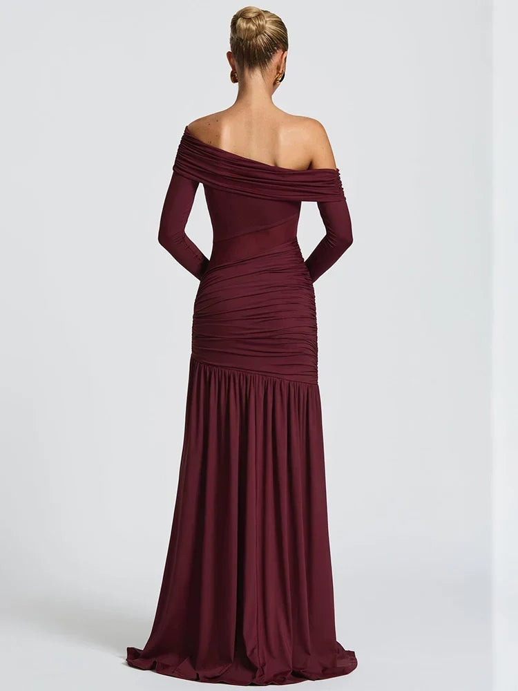 One Shoulder High Slit Maxi Dress
