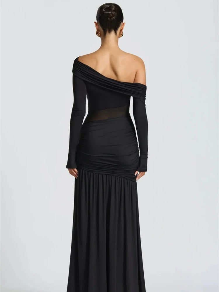 One Shoulder High Slit Maxi Dress