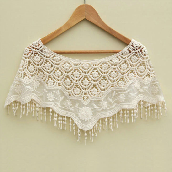 MESH HOLLOW CROCHET LACE KNIT SHAWL CAPE SHAWL TANK TOP VEST
