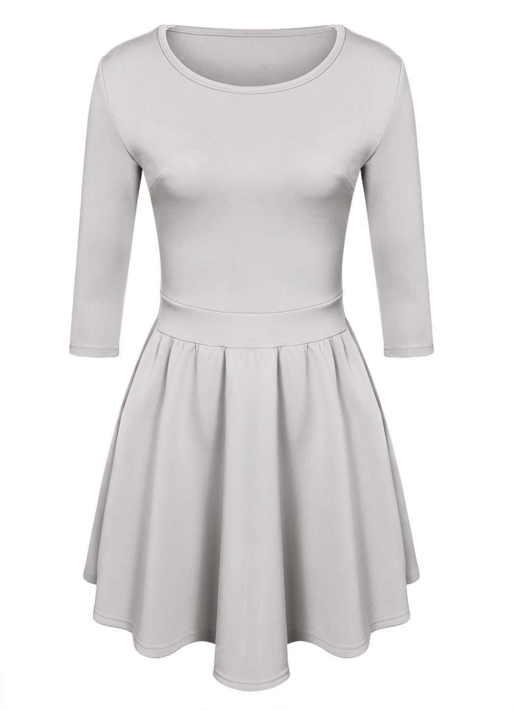 3/4 SLEEVES PLEATED A-LINE SHORT SKATER DRESS
