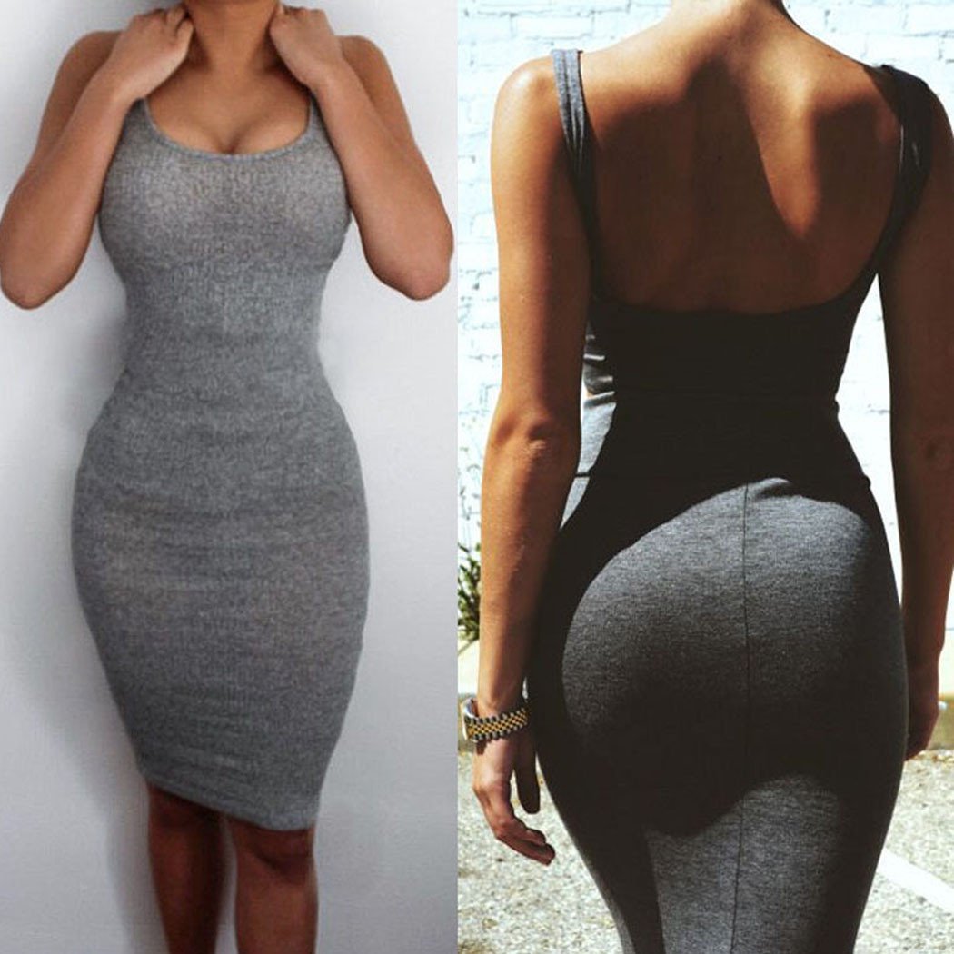 WOMEN O NECK BODYCON TANK DRESS