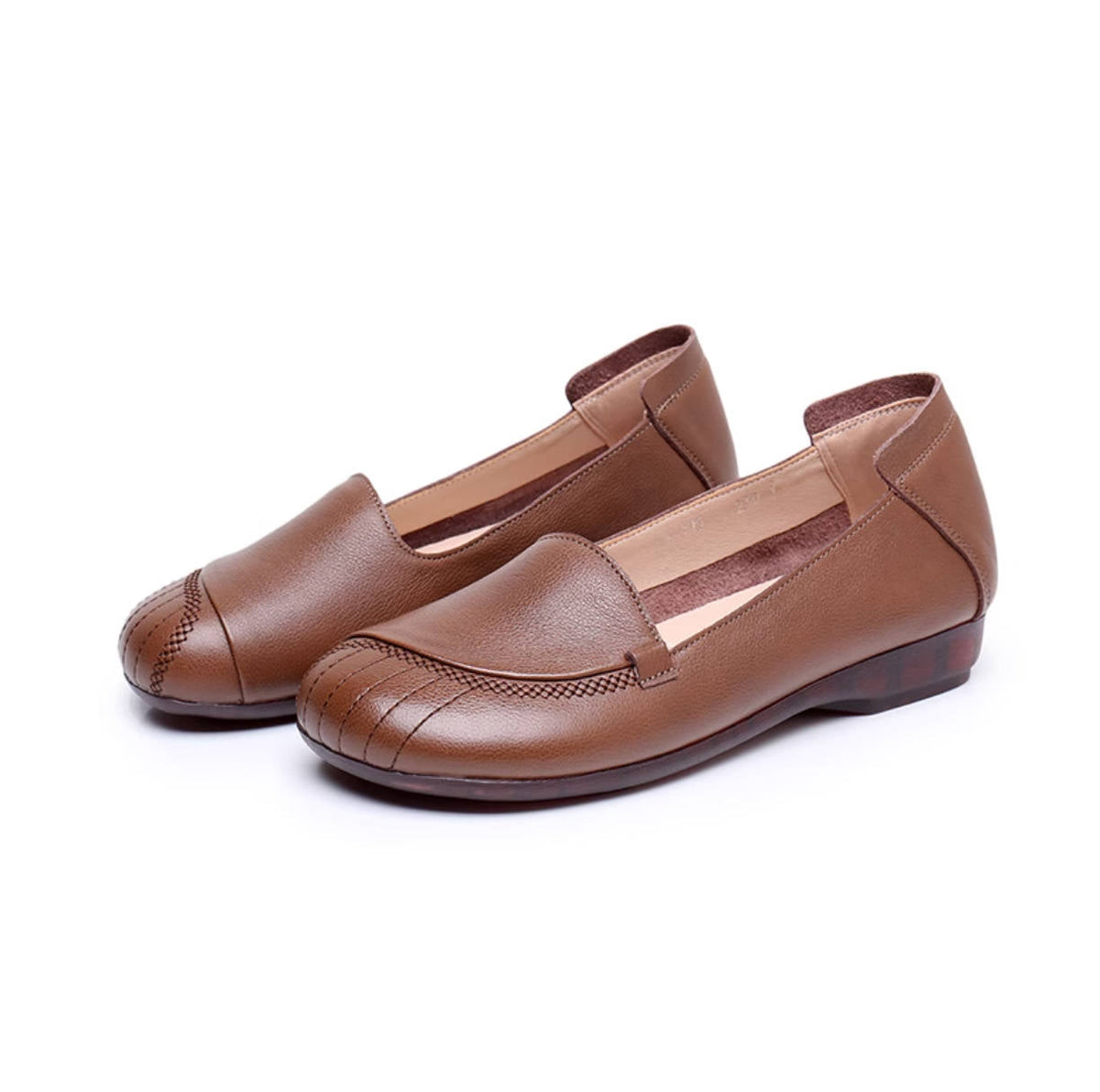 Summer Retro Top Leather Super Soft Sole  Shallow Slip-On Shoes