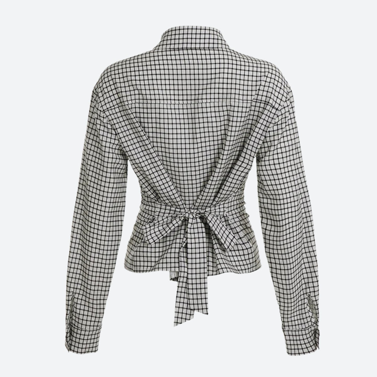 Y2K Back Tie Plaid Shirt