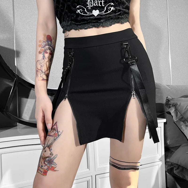 Y2K Baddie Zipper Mini Skirt