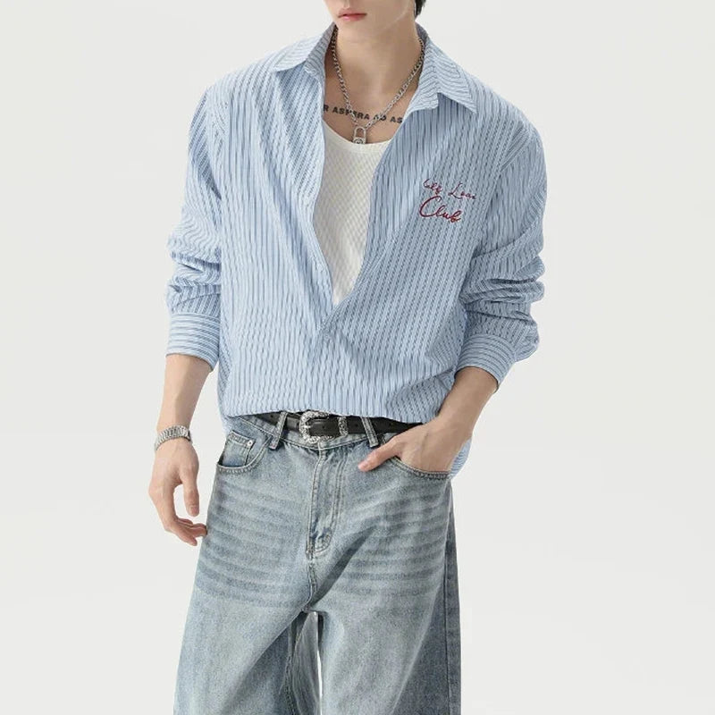 Y2K Blue Striped Shirt