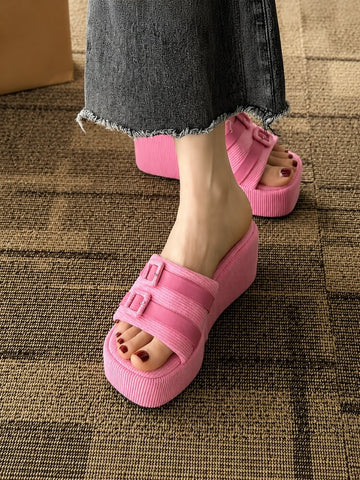 Y2K Buckle Platform Sandals