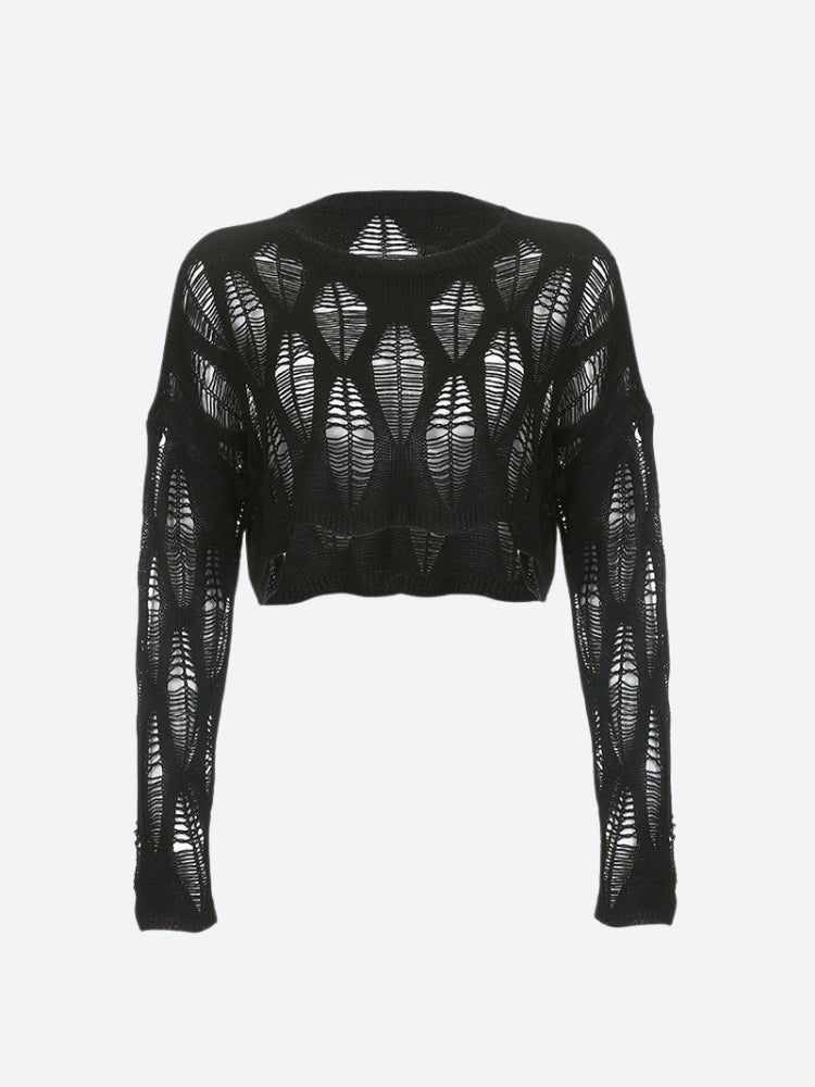 Y2K Crochet Crop Sweater