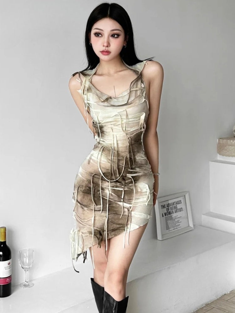 Y2K Cyber Hooded Mini Dress