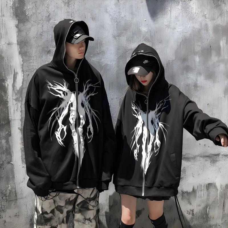Y2K Cyber Zip-Up Hoodie