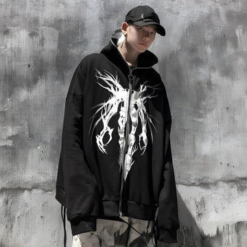 Y2K Cyber Zip-Up Hoodie