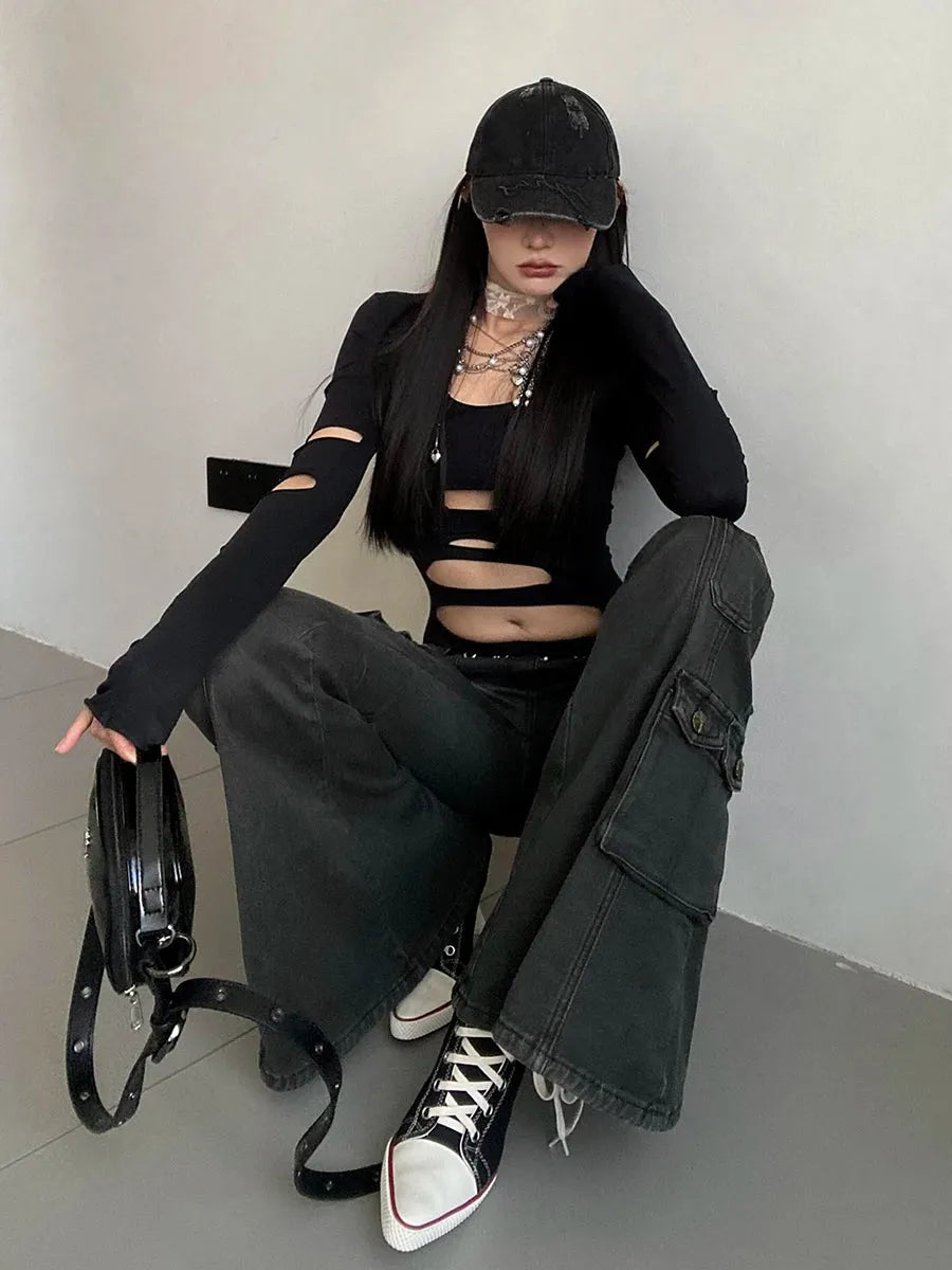 Y2K Flared Cargo Jeans