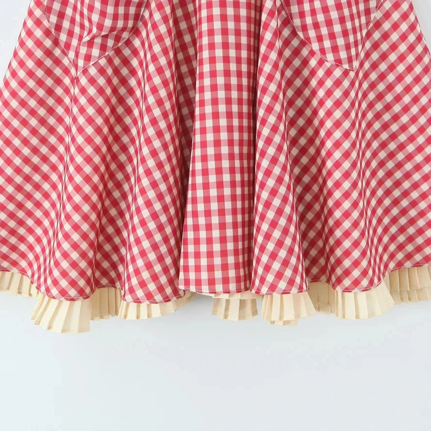 Y2K Gingham Halter Mini Dress