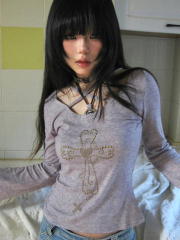 Y2K Golden Cross Top
