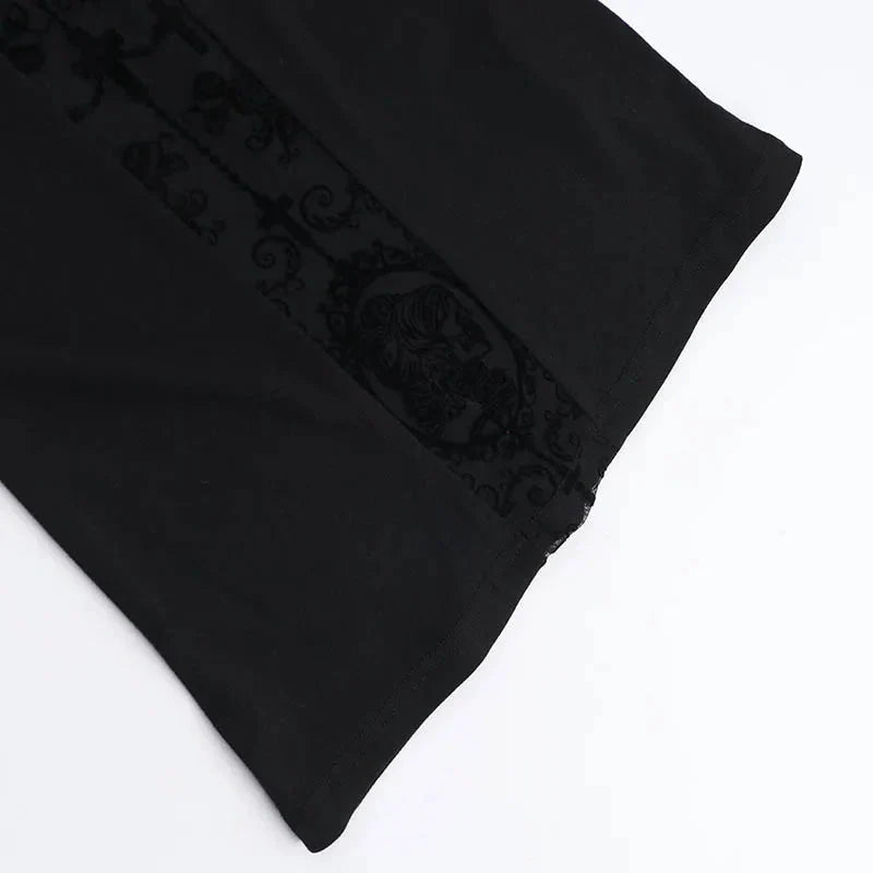 Y2K Goth Lace Cross Back Top