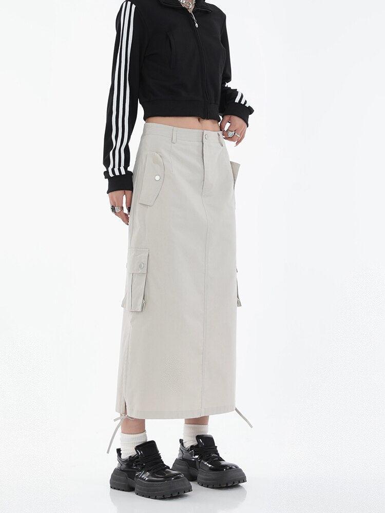 Y2K Grunge Parachute Maxi Skirt