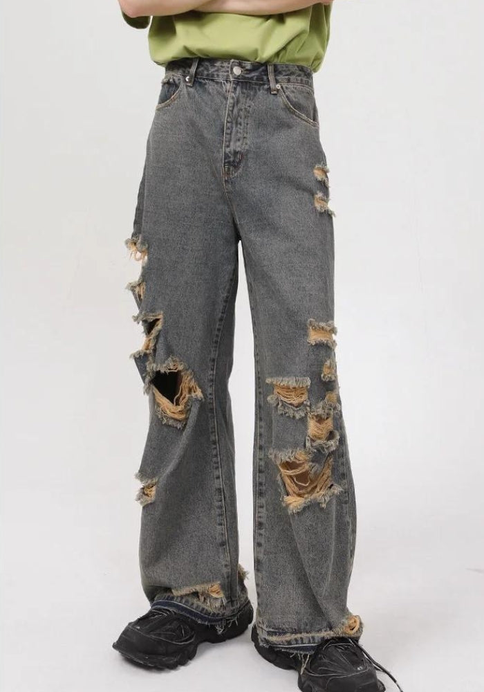 Y2K Grunge Ripped Straight Leg Jeans