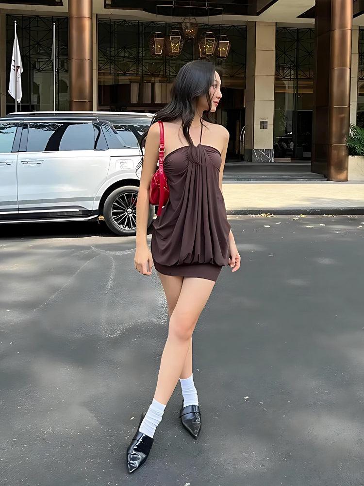 Y2K Halter Neck Mini Dress
