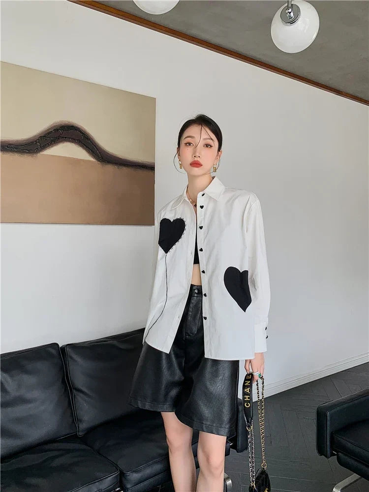 Y2K Heart Button-Up Shirt