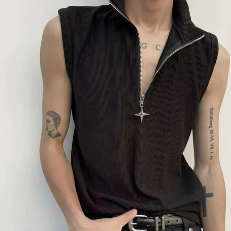 Y2K High Neck Zip Top