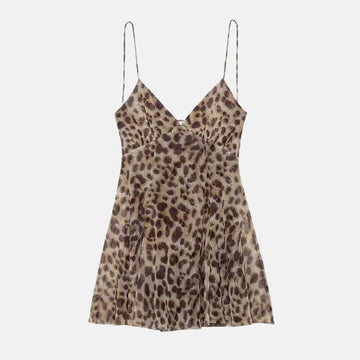 Y2K Leopard Lace Up Mini Dress