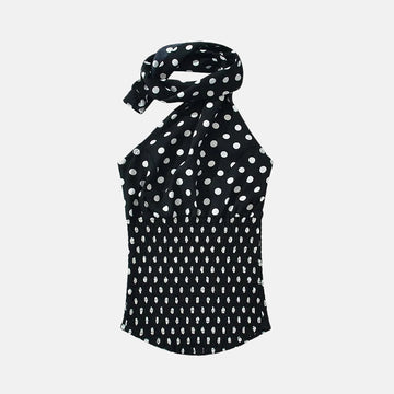 Y2K Polka Dot Scarf Halter Top