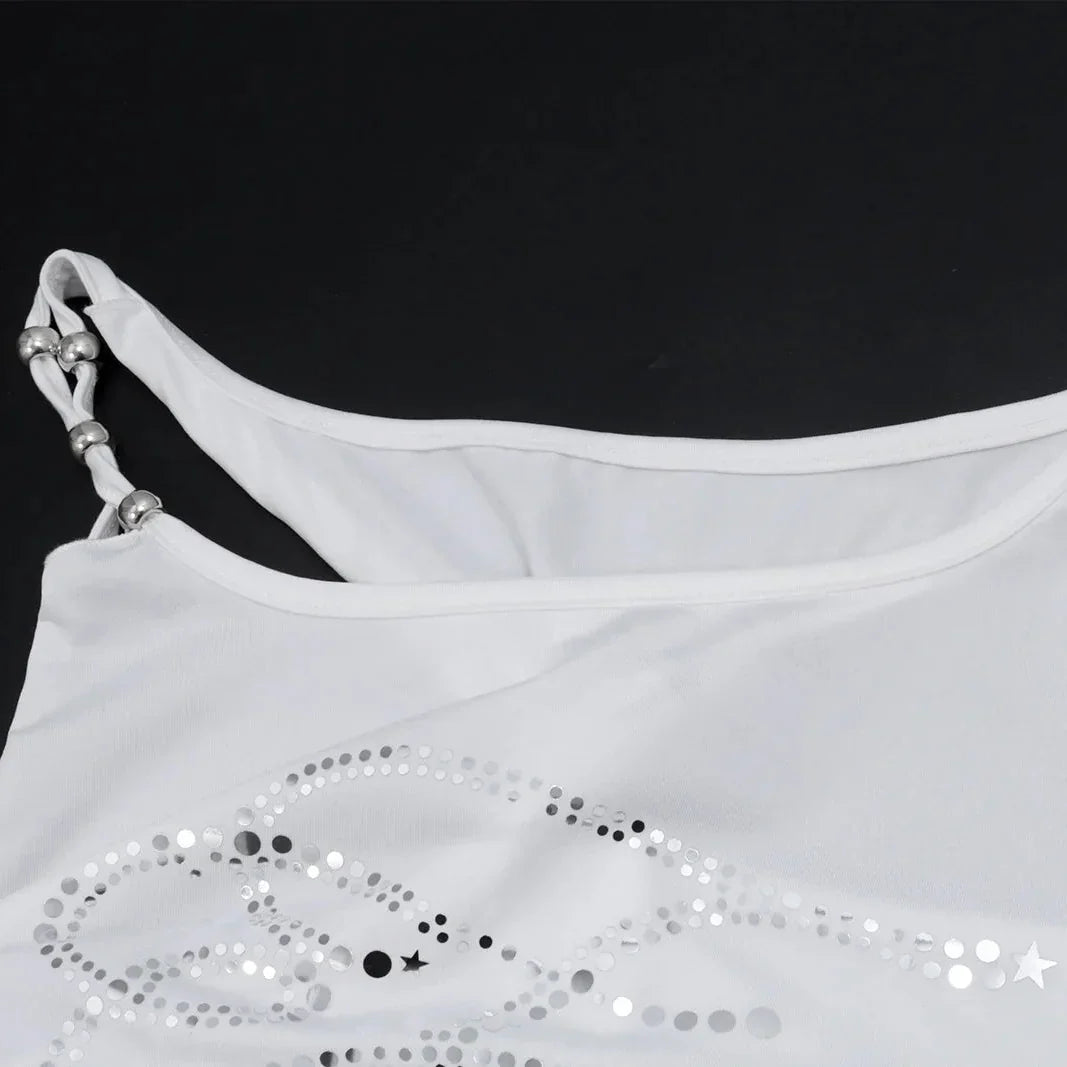 Y2K Rhinestone Tie-Up Crop Top