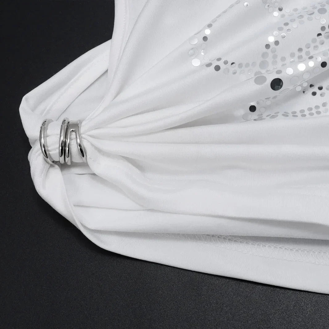 Y2K Rhinestone Tie-Up Crop Top