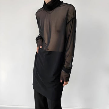 Y2K Sheer Turtle Neck Top