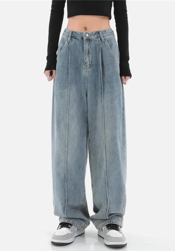 Y2K Skater Pleated Baggy Jeans