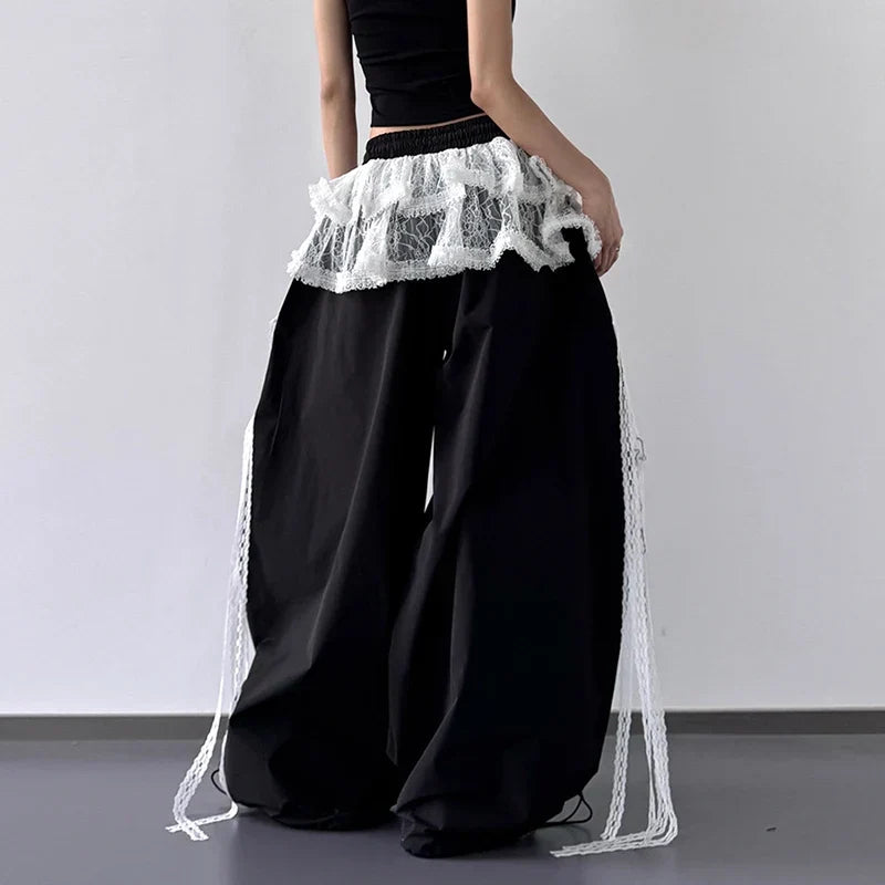 Y2K Skirted Parachute Pants