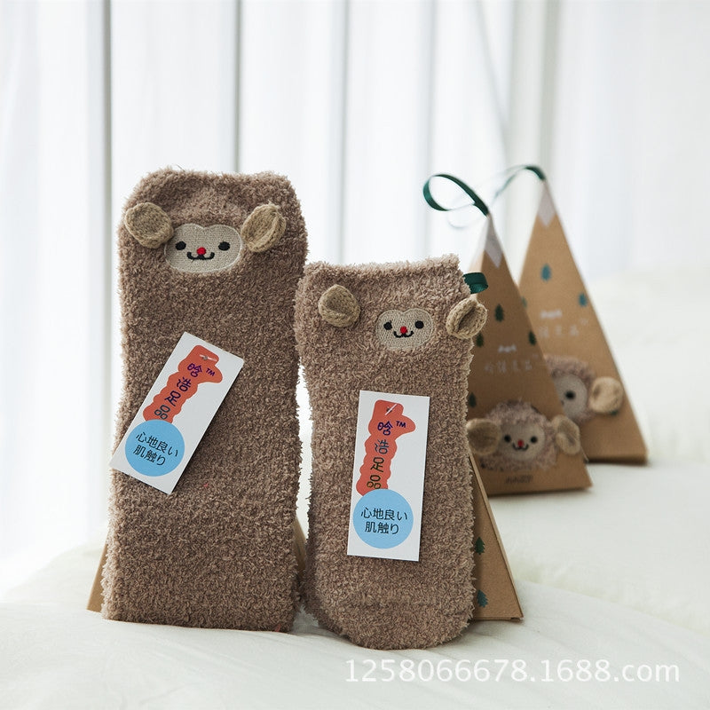 Winter Coral Fleece Christmas Socks