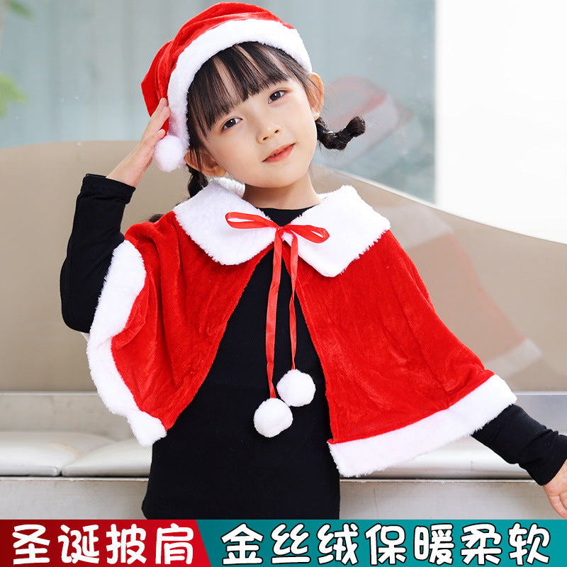 Christmas Velvet Cape Children's Performance Costume Wholesale