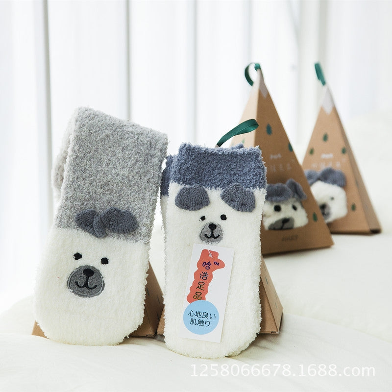 Winter Coral Fleece Christmas Socks