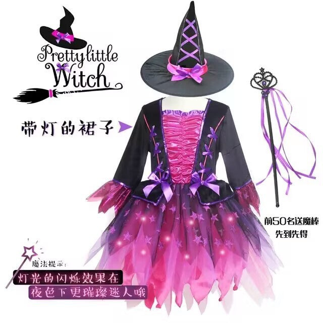 Halloween Witch Costume For Girls With Vampire Dress
