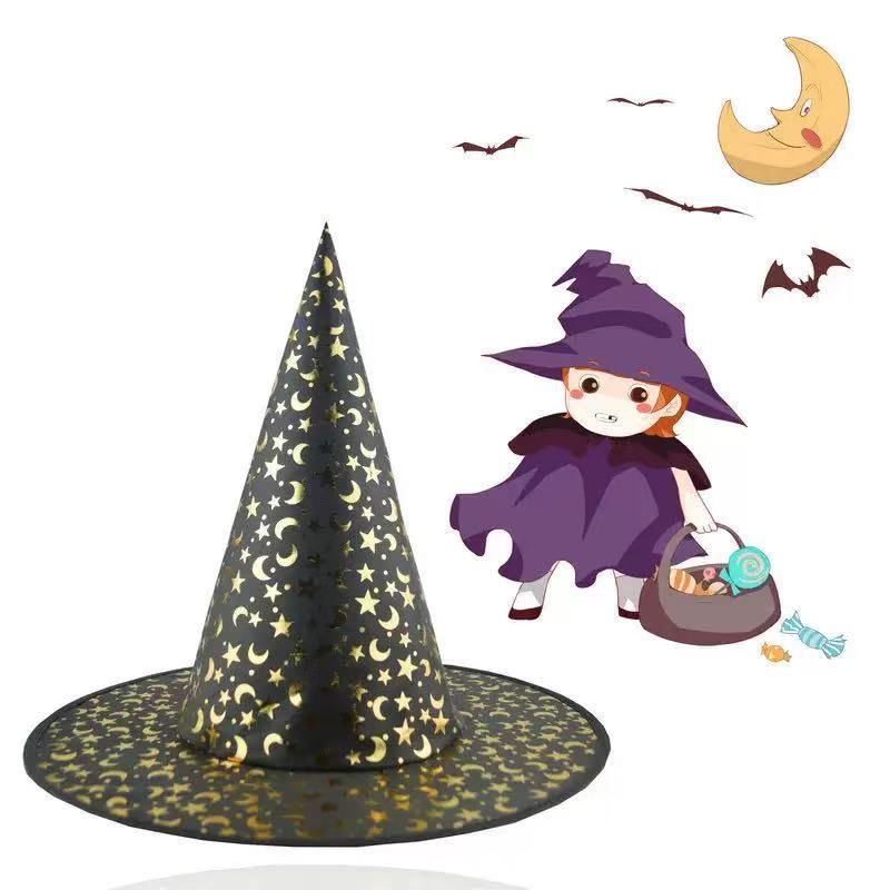 Halloween Witch Hat With Gold Star For Kids And Adults