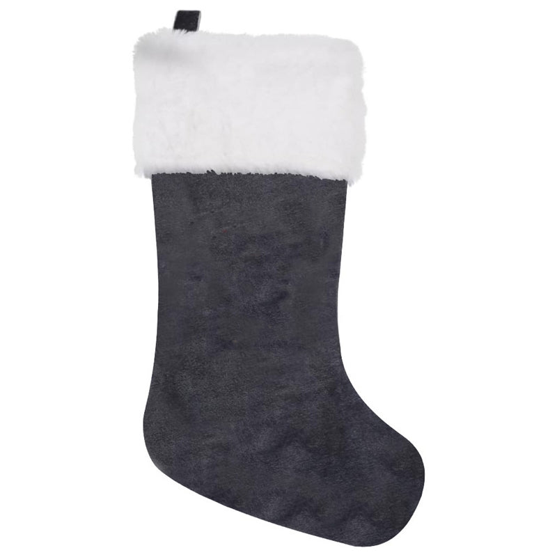 Gray Velvet Embroidered Christmas Stocking
