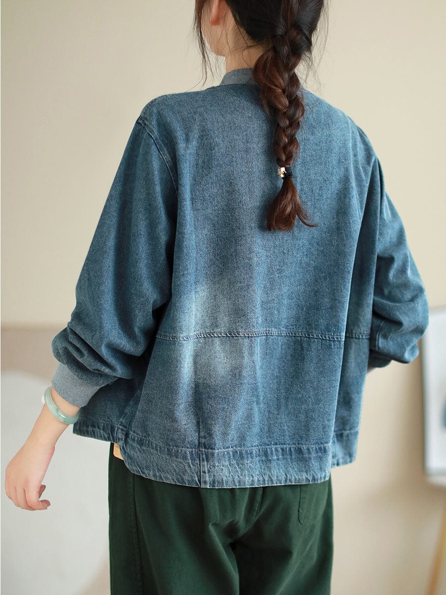 Women Autumn Casual Retro Loose Denim Jacket