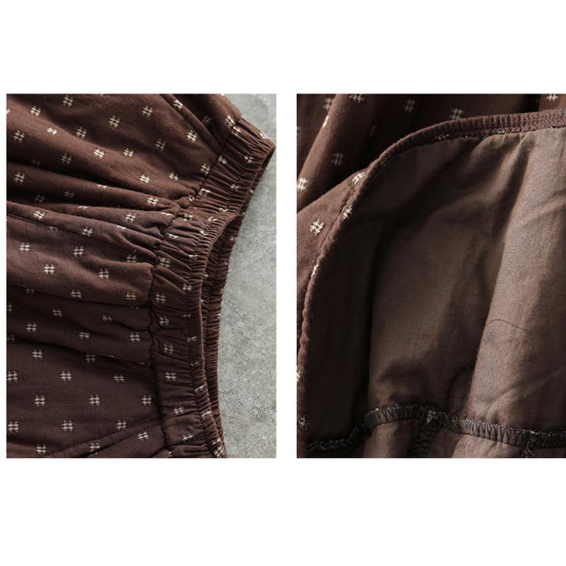 Babakud Women Autumn Retro Cotton Linen Quilted Skirt
