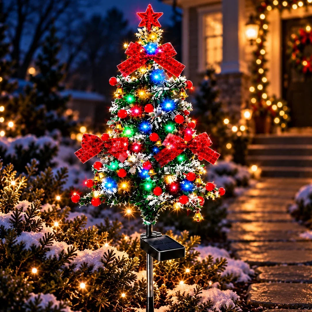 Solar Multicolor LED Cedar Christmas Tree