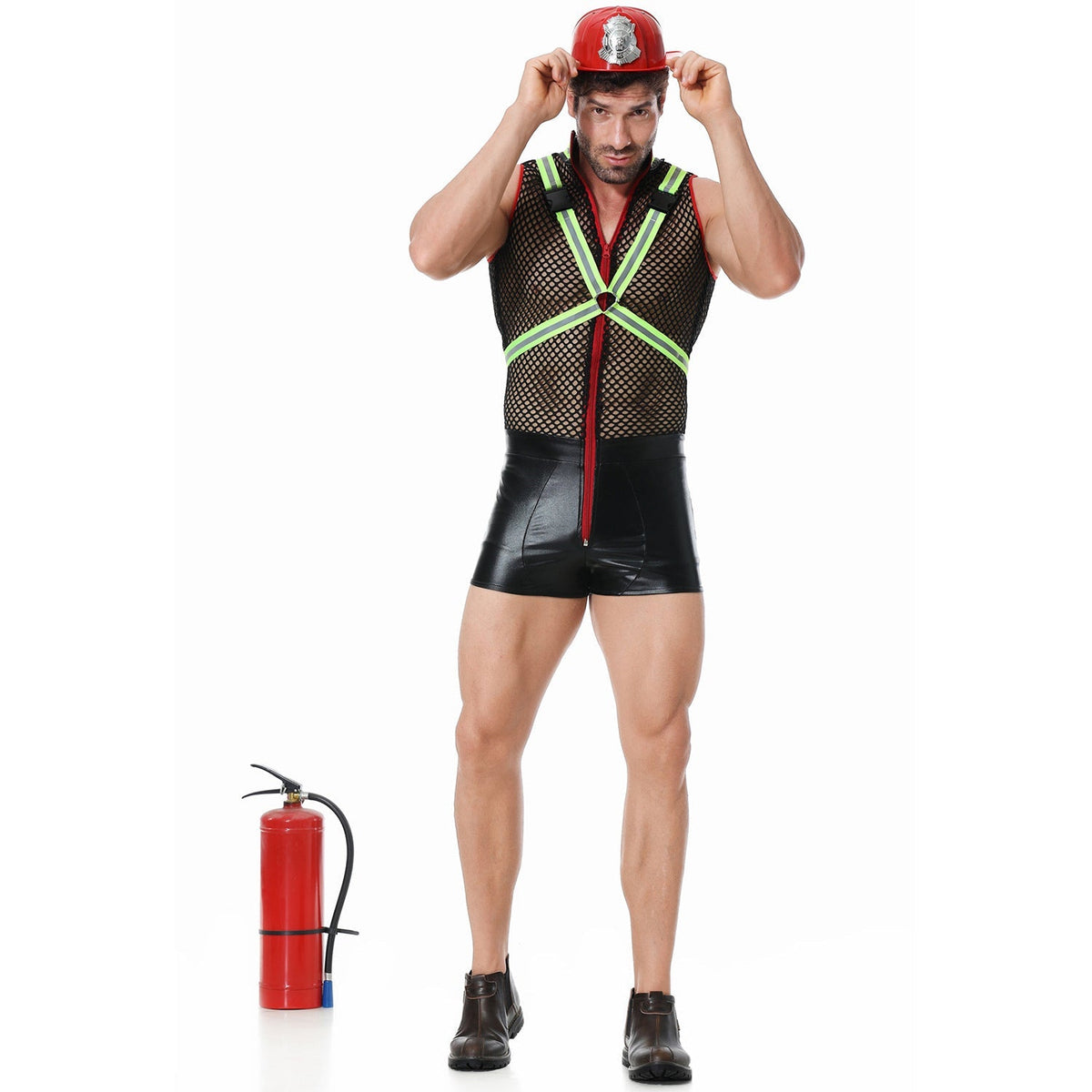 Firefighter Costume Role Play Reflective Mesh Cosplay For Men