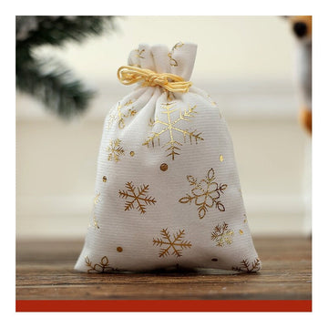 Christmas Drawstring Gift Bag Gold Foil