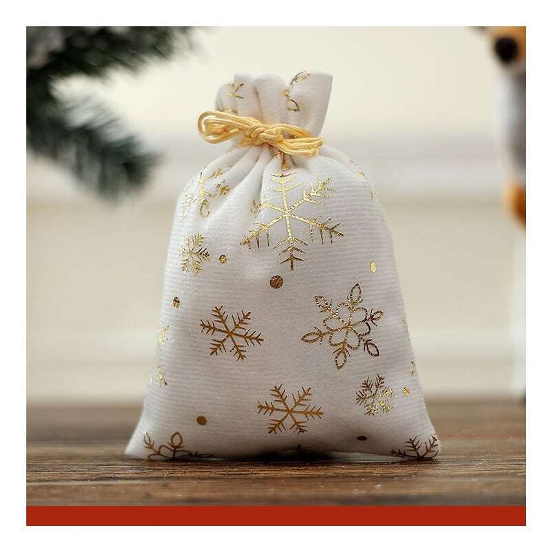 Christmas Drawstring Gift Bag Gold Foil