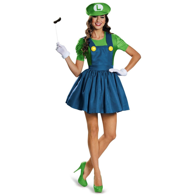 Adult Women's Mario Costume Halloween Dress Stage Outfit