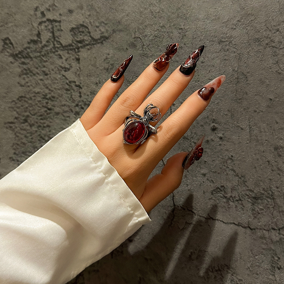 Halloween Blood Gem Choker Necklace For Women Punk Gothic Spider