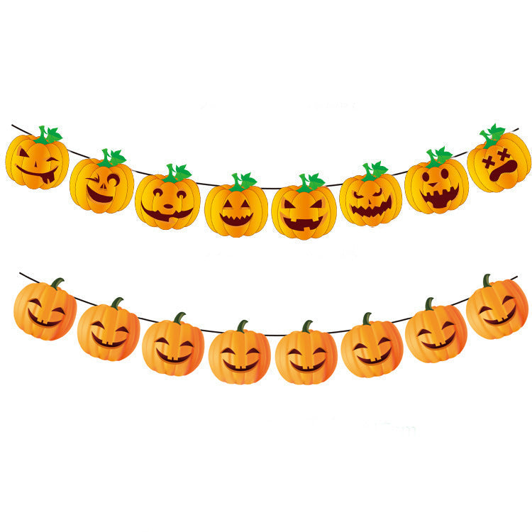 Halloween Party Pumpkin Head Banner Decorations