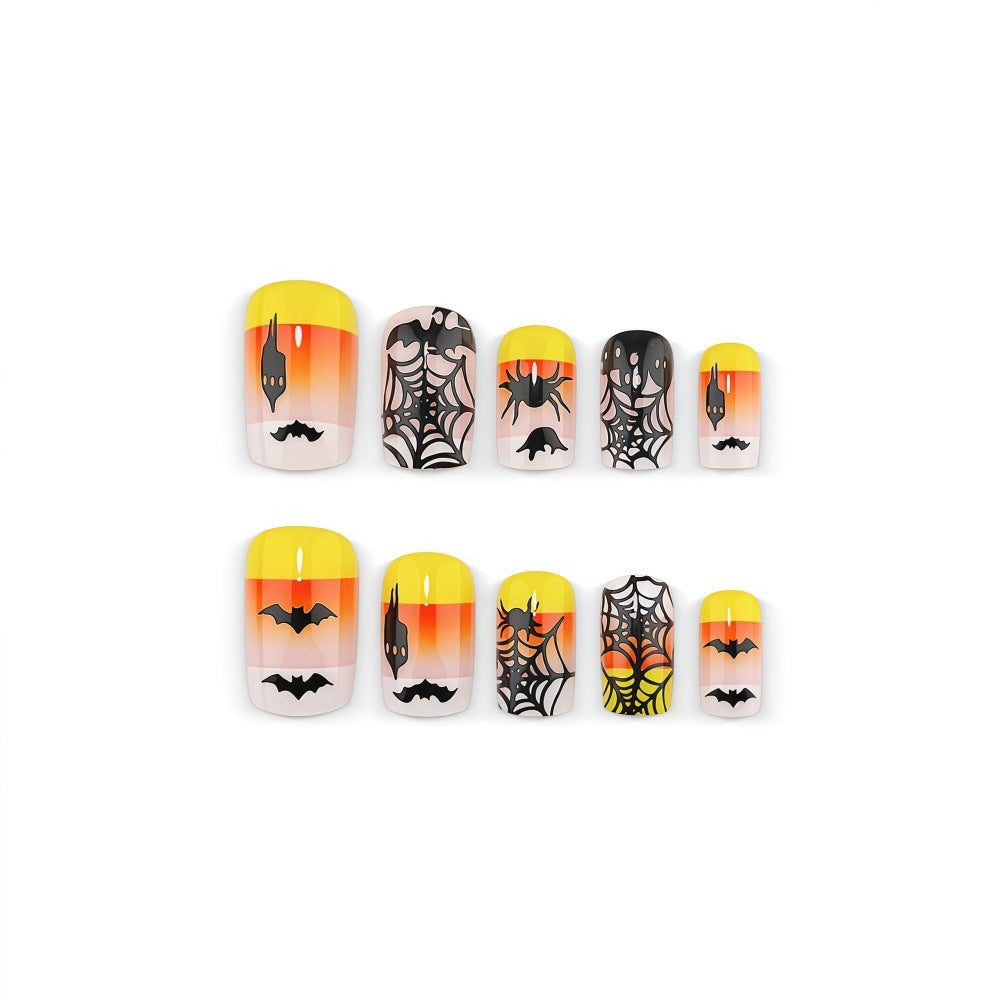 Halloween Ghost Candy Corn Gradient Bat Spider Web Nails